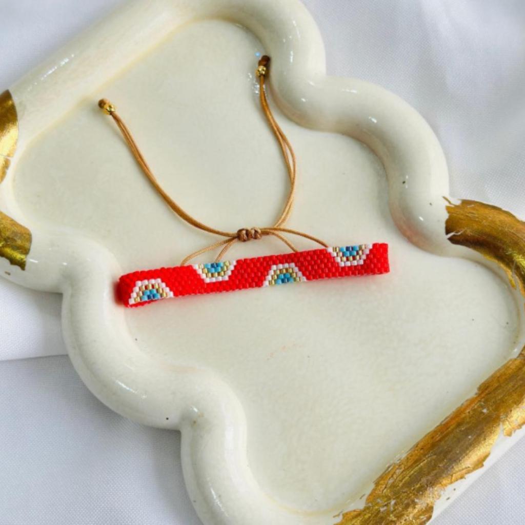 Pulsera ojos turcos en peyote - Cielo Azul Accesorios