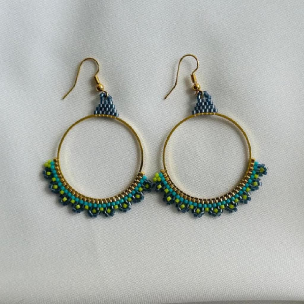 Aretes aros tejidos - Cielo Azul Accesorios