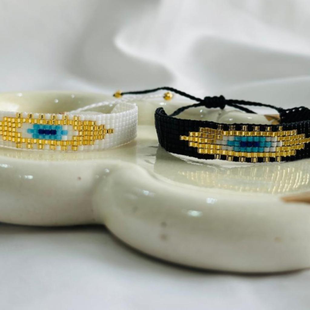 Pulsera ojo turco en telar - Cielo Azul Accesorios