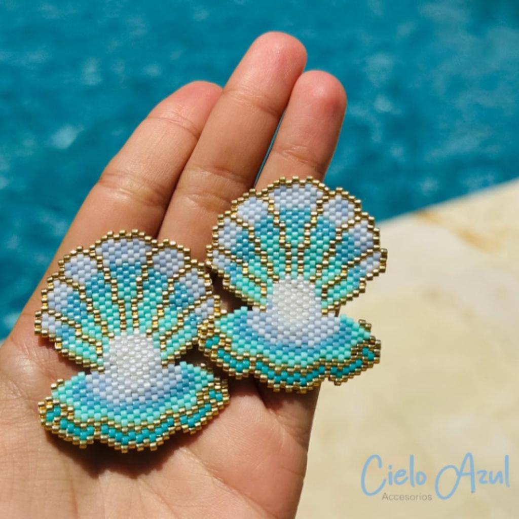 Aretes Concha - Cielo Azul Accesorios