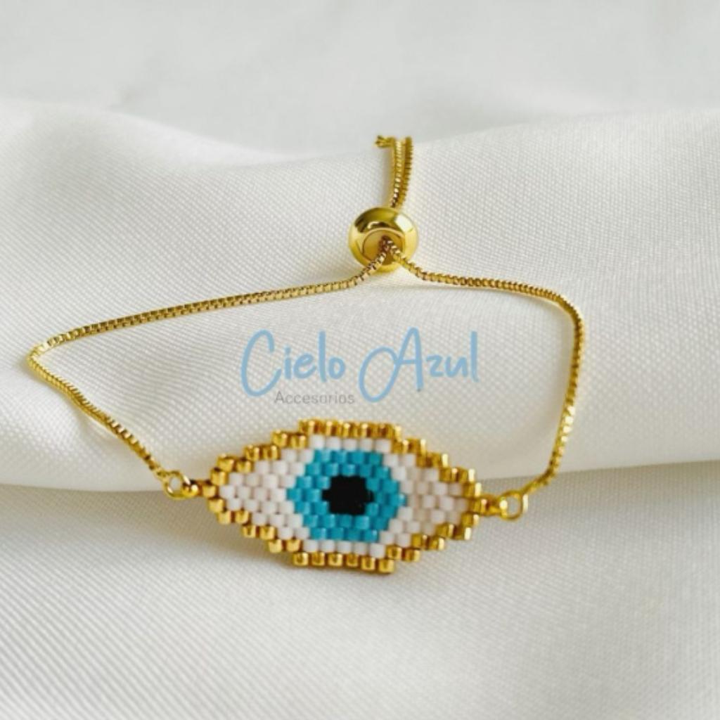 Pulsera Rodio Ojo Turco - Cielo Azul Accesorios